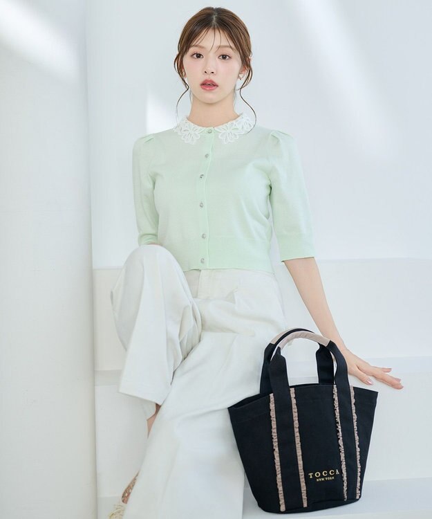 TOCCA 【鈴木ゆうかさん・chayさん着用】MOONLIT MUSE SHORTSLEEVE カーディガン グリーン系