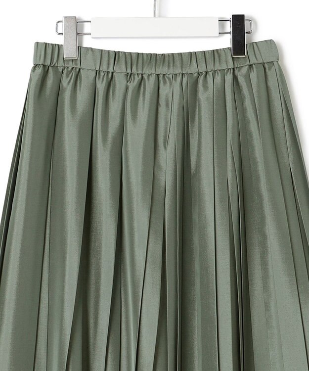 23区 【洗える】シアーコンビ プリーツ スカート カーキ系