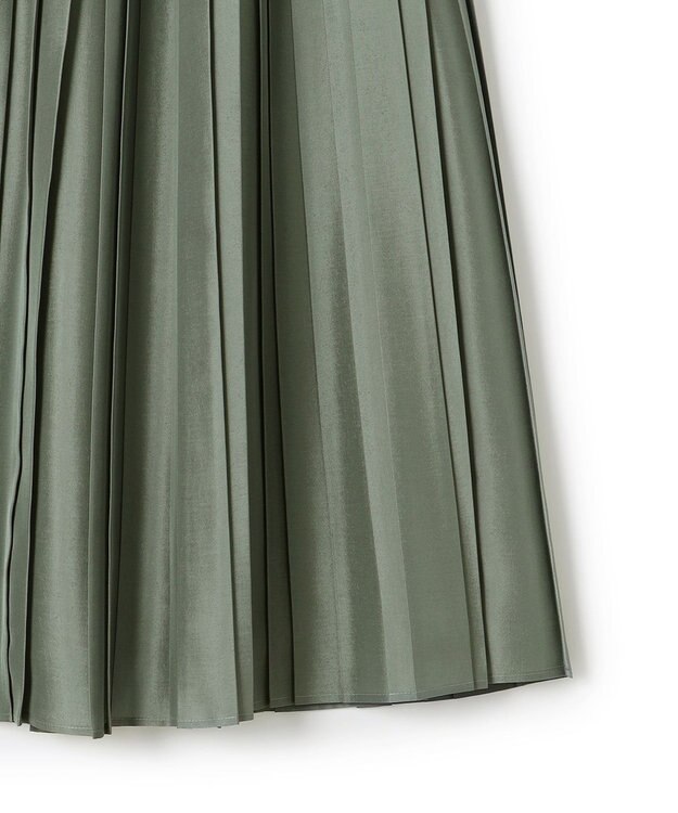 23区 【洗える】シアーコンビ プリーツ スカート カーキ系