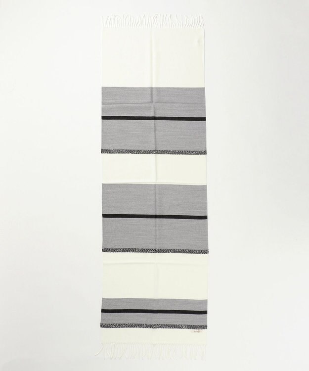 JOSEPH ABBOUD MOUNTAIN 【SPACE／UNISEX】ビッグボーダー ストール ホワイト系2