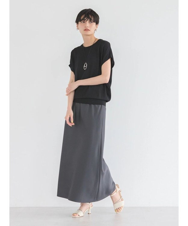 AMERICAN HOLIC 接触冷感フレンチスリーブニットプルオーバー Black