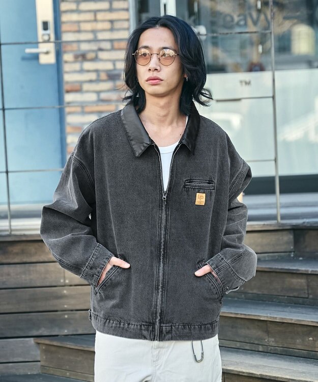 WEGO 【ユニセックス着用ITEM/MLサイズ展開】ワーカーズデニムZIPジャケット デニムブラックソノタ