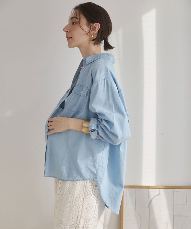 WEGO 【ANGIE VINTAGE】シアーデニムレギュラーカラーシャツ サックス