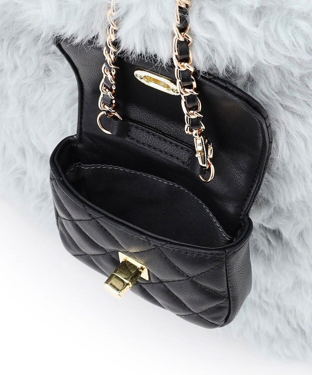 23区 フェイクファー トートバッグ サックスブルー系