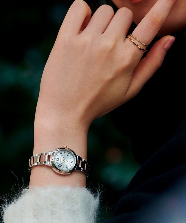 CITIZEN 【xC】エコ・ドライブ電波時計 ES9434-53X ワールドタイム  数字のインデックス サクラ色