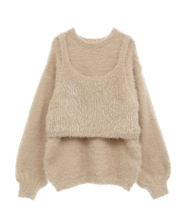 CRAFT STANDARD BOUTIQUE 洗える/ビスチェ付きシャギーニットプルオーバー Beige