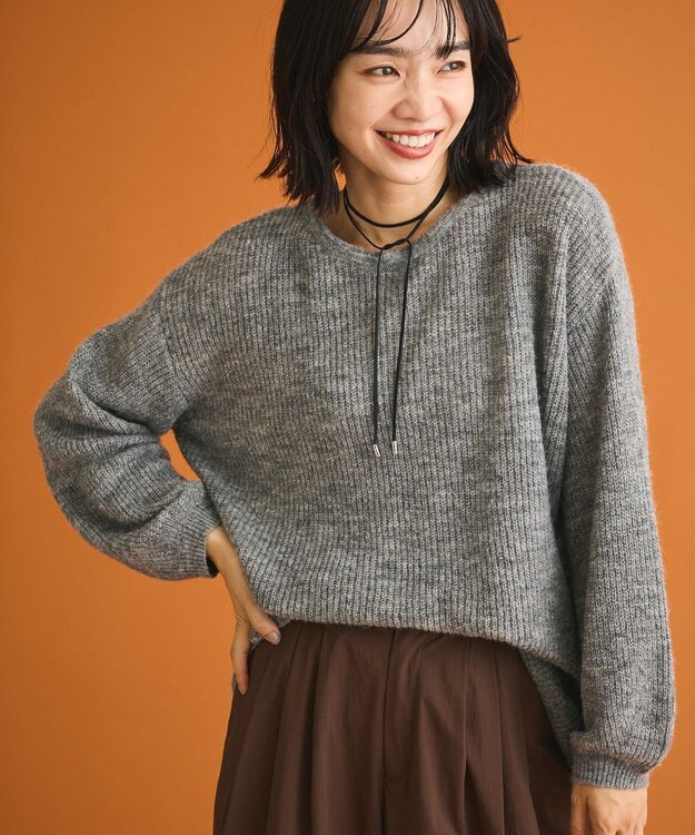 Green Parks シアーゆったりニットプルオーバー Gray
