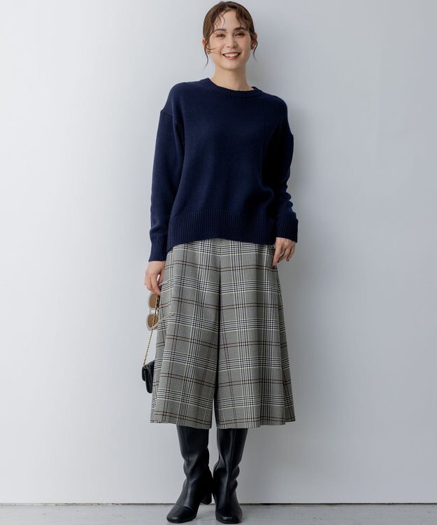 組曲 L カシミヤブレンドバルキープルオーバー ニット ネイビー系