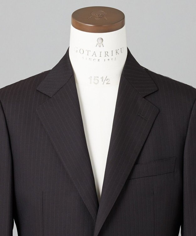 GOTAIRIKU シワになりにくい【御幸毛織/みゆきけおり】DRY SPINNER(ドライスピナー)スーツ（ブラウンストライプ） ダークブラウン系1