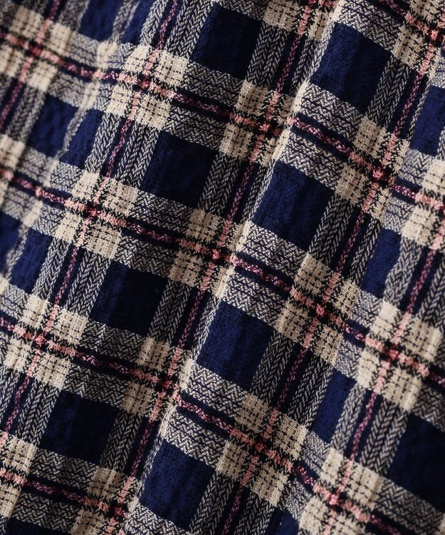 earth music&ecology シャーリングラメチェックキャミワンピース Navy