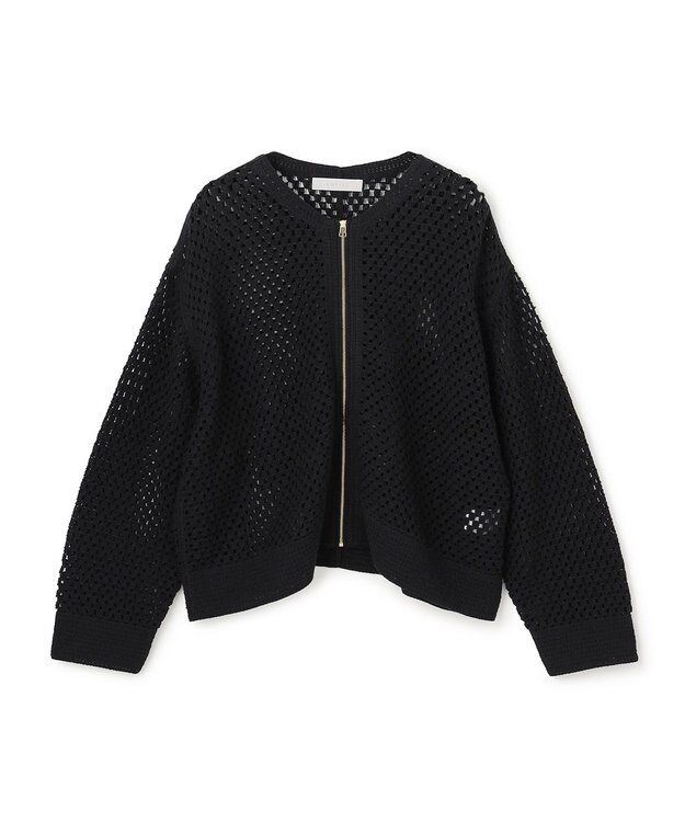 UNFILO クロシェレースニット ZIPカーディガン ブラック