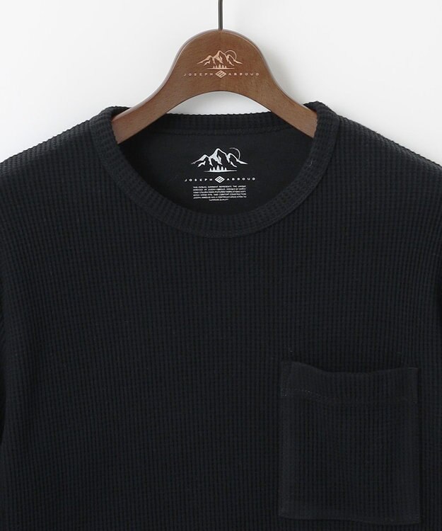JOSEPH ABBOUD MOUNTAIN 【日本製/ソフト】ソフトウォームワッフル 長袖Tシャツ ブラック系