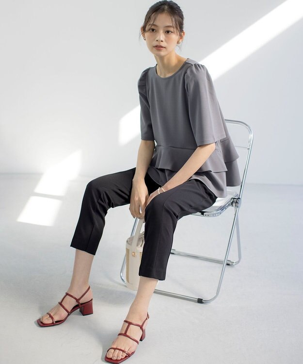 組曲 S ご好評につき追加生産【WEB限定】ジョーゼットジャージーティアード ブラウス グレー系