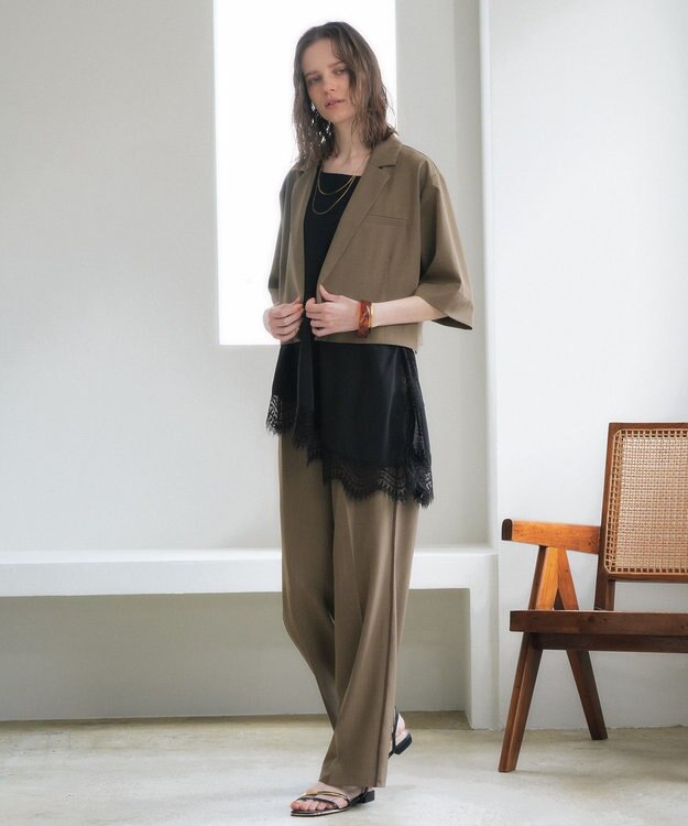 YECCA VECCA ハーフスリーブクロップドジャケット Brown