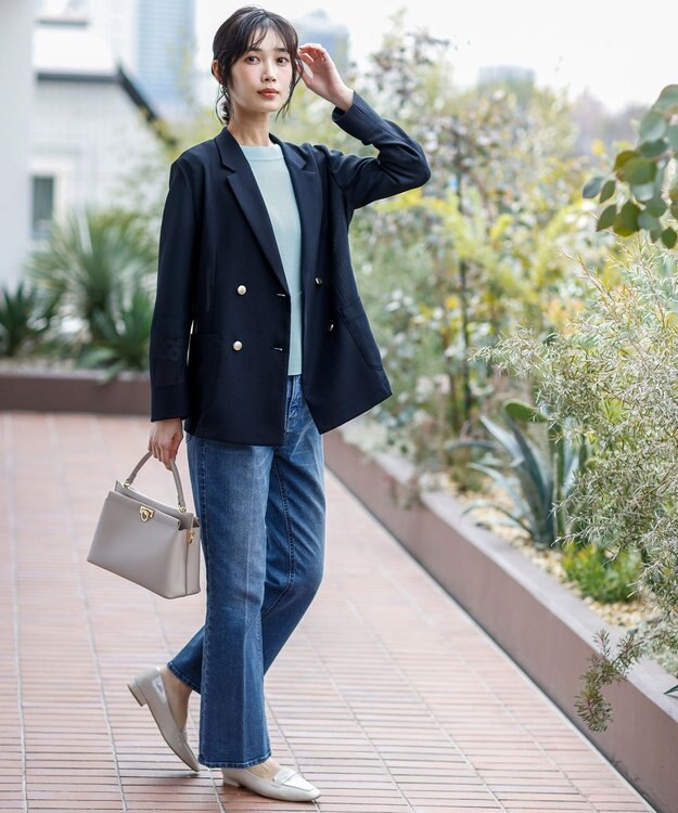 ANY SIS L シアーメッシュ ダブルジャケット ネイビー