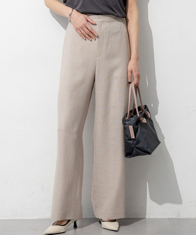 23区 【先行予約】リネンライクグロッシー ワイドパンツ ベージュ系