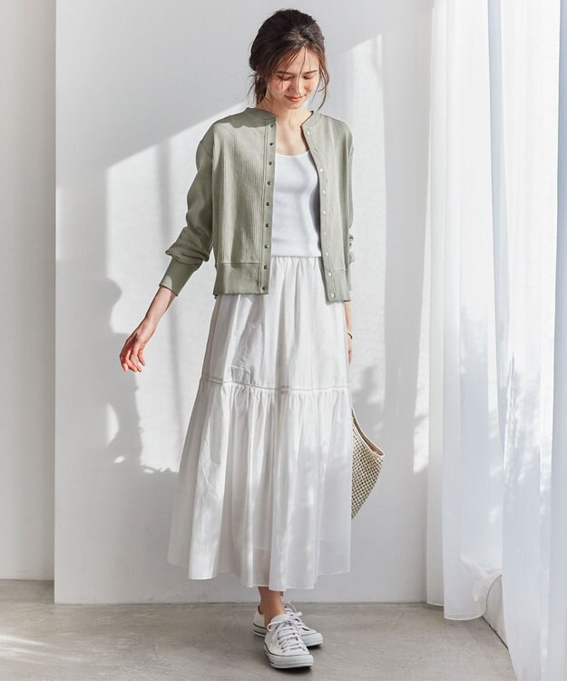 23区 【SLOW/洗える】コットンローン ティアード スカート ホワイト系