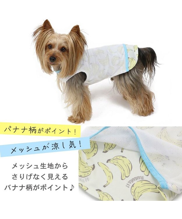PET PARADISE 犬の服 春夏 ひんやり クール 接触冷感 虫よけ タンクトップ 【小型犬】 バナナ 白～オフホワイト