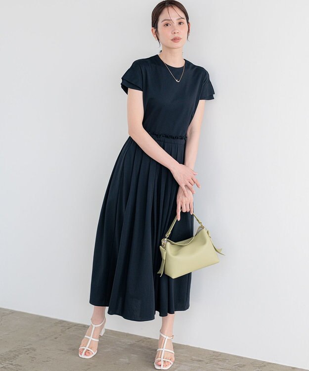 組曲 【先行予約】サマージャージーフィットアンドフレア ワンピース ネイビー系