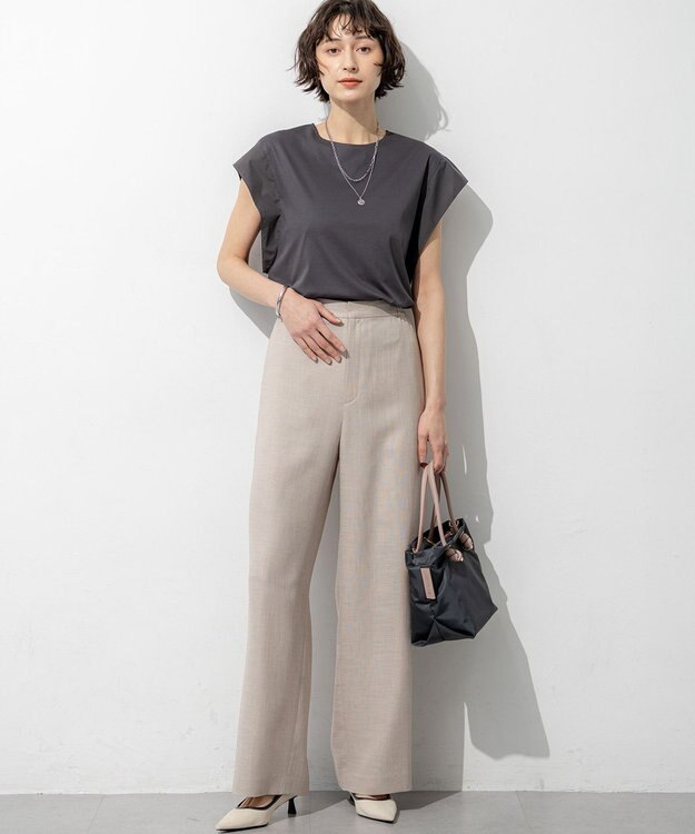 23区 【先行予約】リネンライクグロッシー ワイドパンツ ベージュ系