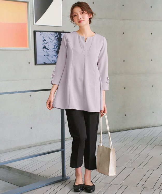 Tiaclasse 袖リボンチュニック グレー