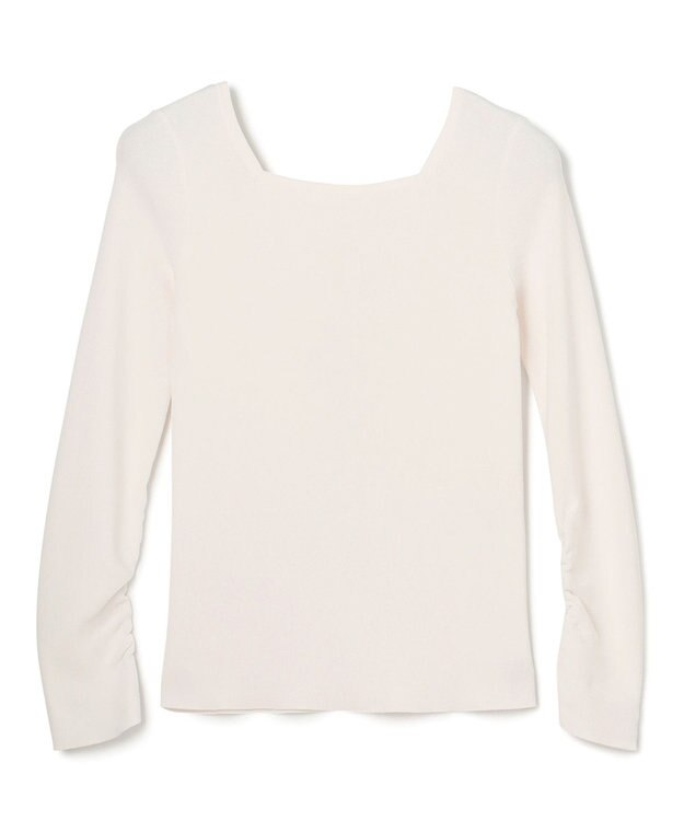 GRACE CONTINENTAL タフタケープ付ニットトップ ホワイト