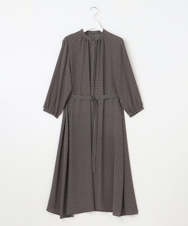 23区 【洗える】スクエアチェーンプリント ワンピース キャメル系