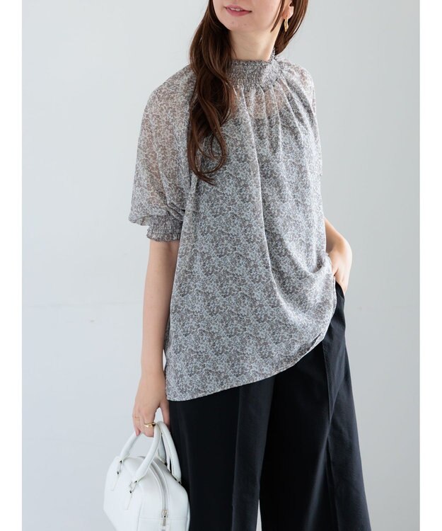 Te chichi パターンアソートシャーリングブラウス ブラック