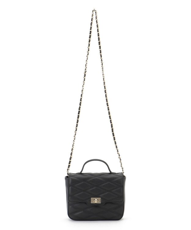 23区 キルティング トップハンドル ショルダーバッグ ブラック系