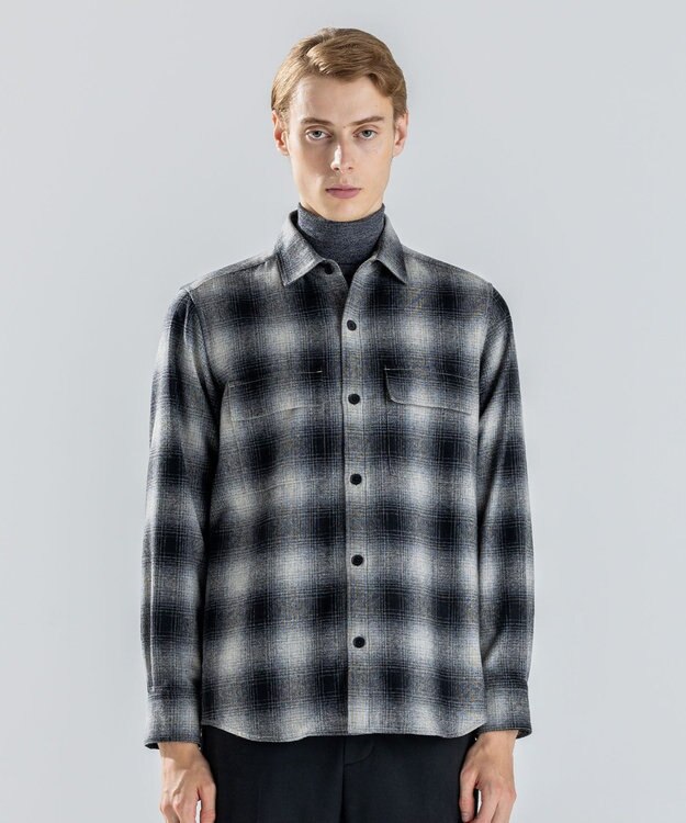 JOSEPH HOMME 【新素材】フェードフラノチェック / シャツブルゾン グレー系3