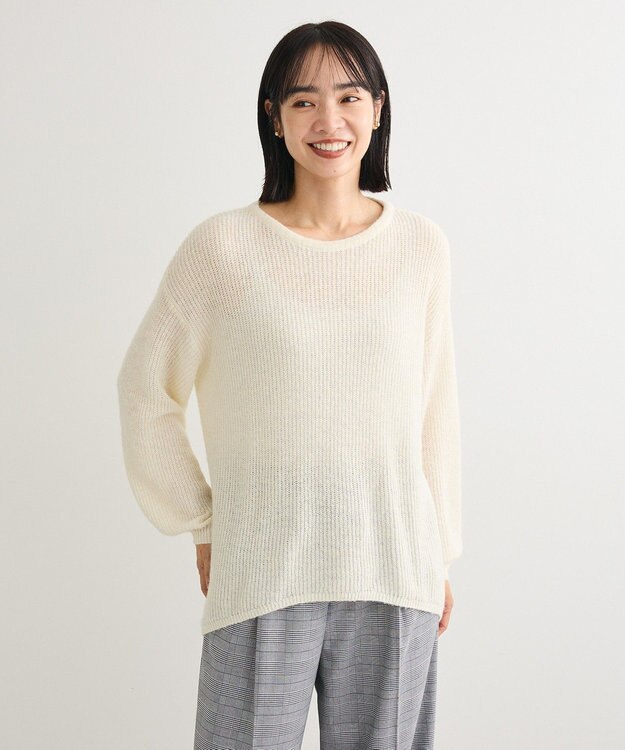 Green Parks シアーゆったりニットプルオーバー Off White