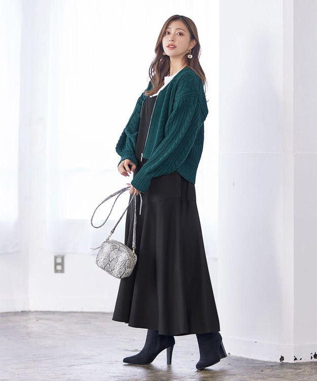 Tiaclasse 【洗える】アシンメトリーキャミワンピース ブラック