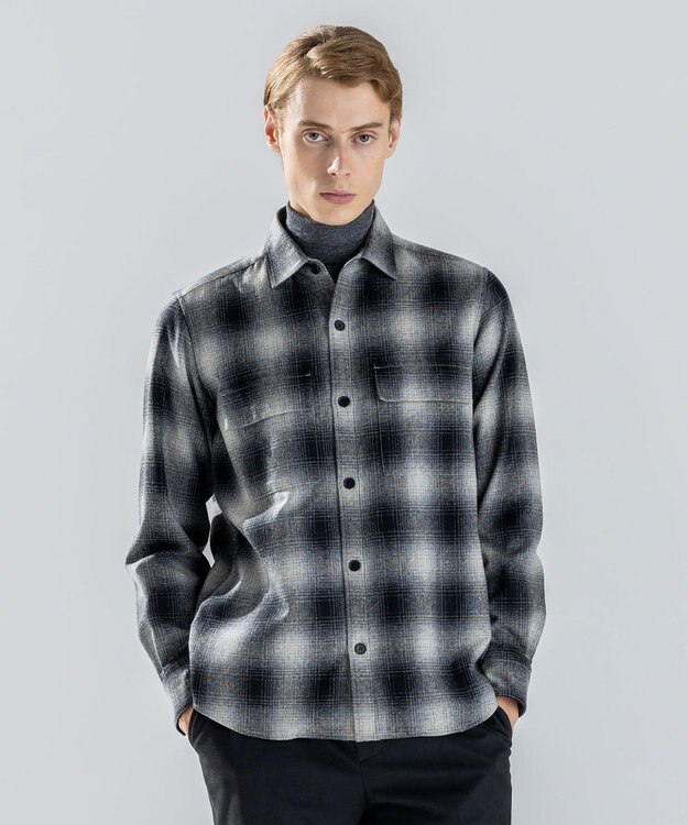 JOSEPH HOMME 【新素材】フェードフラノチェック / シャツブルゾン グレー系3