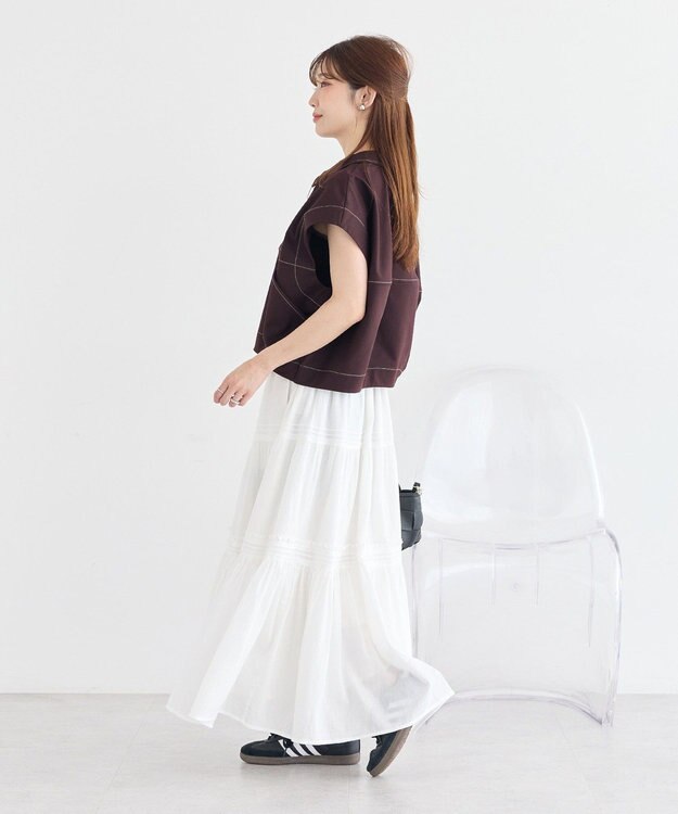 earth music&ecology コクーンフォルムシャツ Brown
