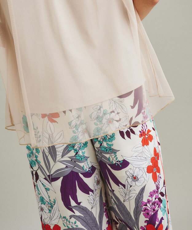 GRACE CONTINENTAL ボタニカルプリントワイドパンツ ベージュ