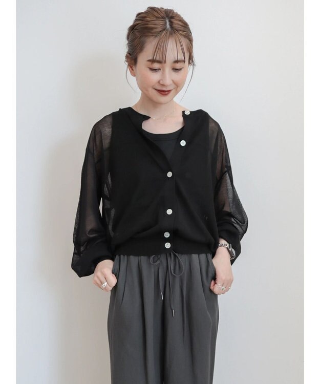 AMERICAN HOLIC 接触冷感２ＷＡＹシアーニットカーディガン Black