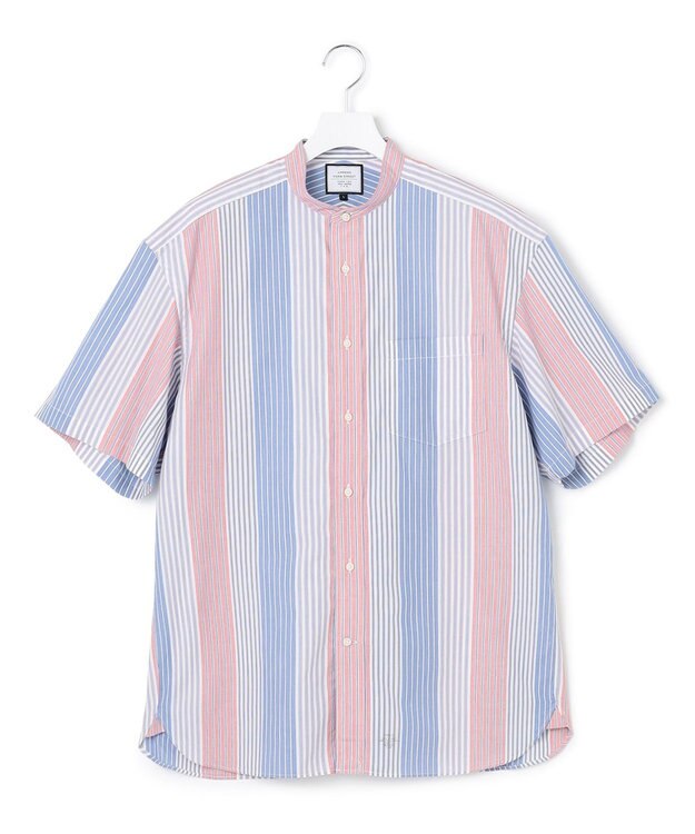 J.PRESS YORK STREET 【UNISEX】マルチストライプバンドカラー シャツ レッド系7