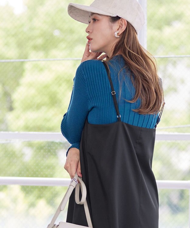 Tiaclasse 【洗える】アシンメトリーキャミワンピース ブラック