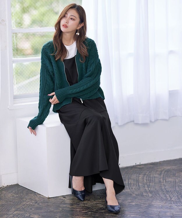 Tiaclasse 【洗える】アシンメトリーキャミワンピース ブラック