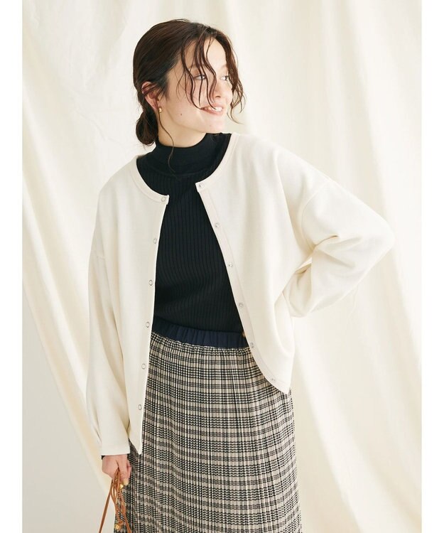 CRAFT STANDARD BOUTIQUE 裏起毛リングドットカーディガン Ivory