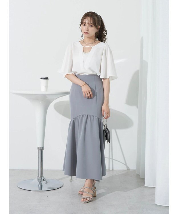 earth music&ecology ２ＷＡＹショルダースリットブラウス Off White