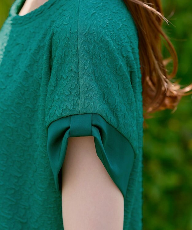 Tiaclasse 【洗える】ふくれジャカードカフス付きカットソー グリーン