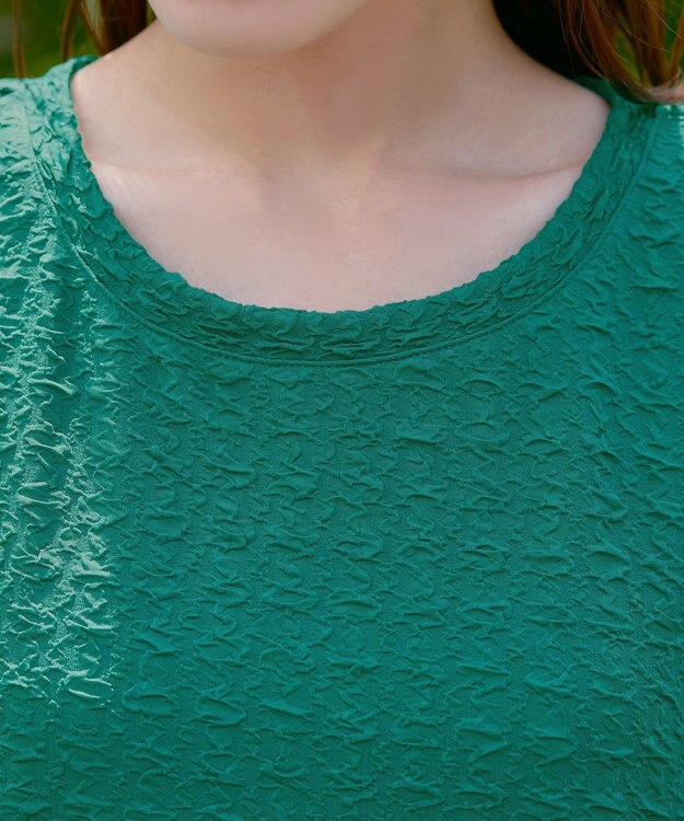 Tiaclasse 【洗える】ふくれジャカードカフス付きカットソー グリーン