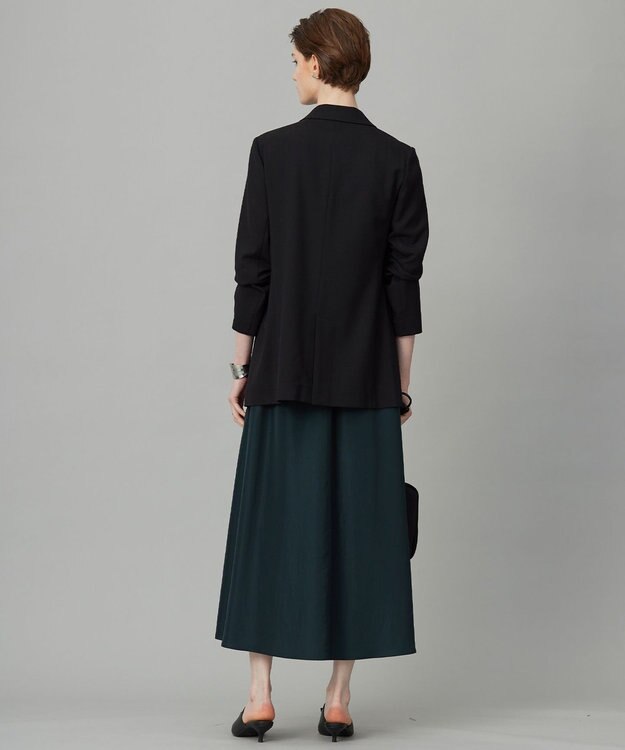 ICB L 【UVケア・速乾・洗える】シルクエステルタフタ フレアスカート ディープパイン系