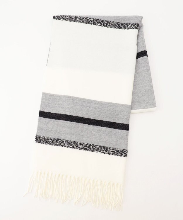 JOSEPH ABBOUD MOUNTAIN 【SPACE／UNISEX】ビッグボーダー ストール ホワイト系2