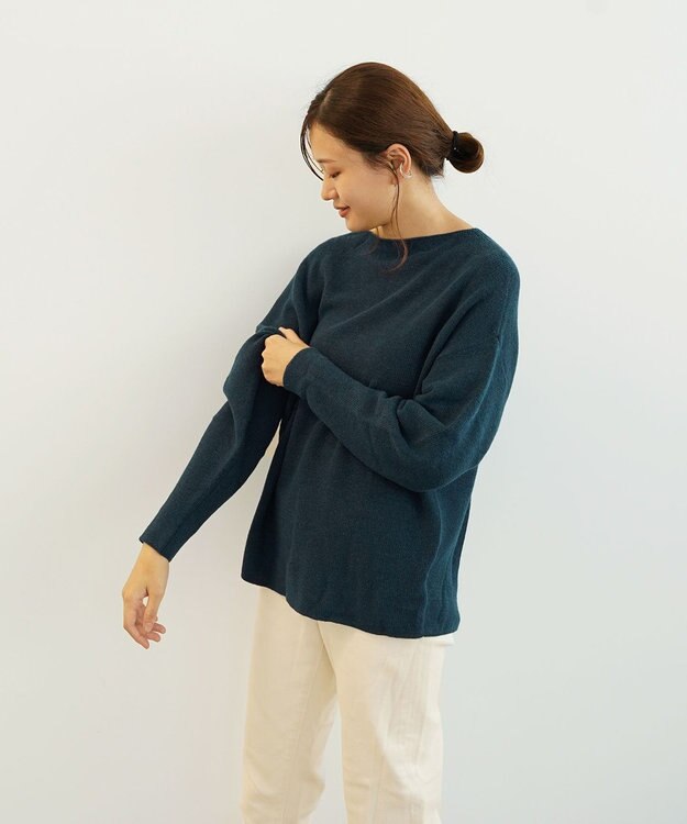 TOQUE 〈大草直子さんアドバイザー〉ベビーアルパカ ミドルゲージ モックネックニット グリーン