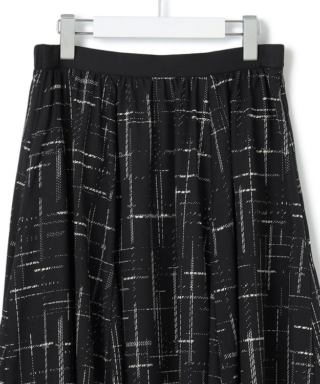 23区 【洗える】モノクロトーンプリント スカート ブラック系