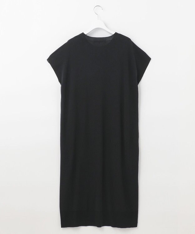 自由区 【洗える】ハイツイストコットンアセテート サマーニットドレス ブラック系