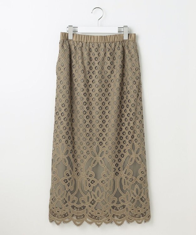 自由区 【SHIHOさん着用・こだわり素材・セットアップ対応】パネルレース スカート カーキ