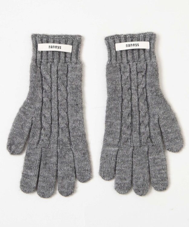 WEGO ケーブル編みグローブ グレー